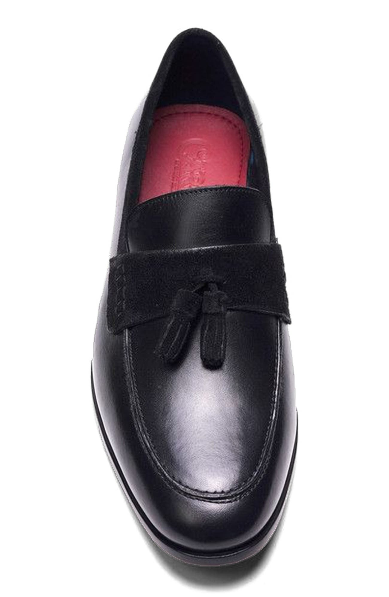 CARLOS SANTANA Laurent Tassel Loafer, Alternate, color, Black Leather
