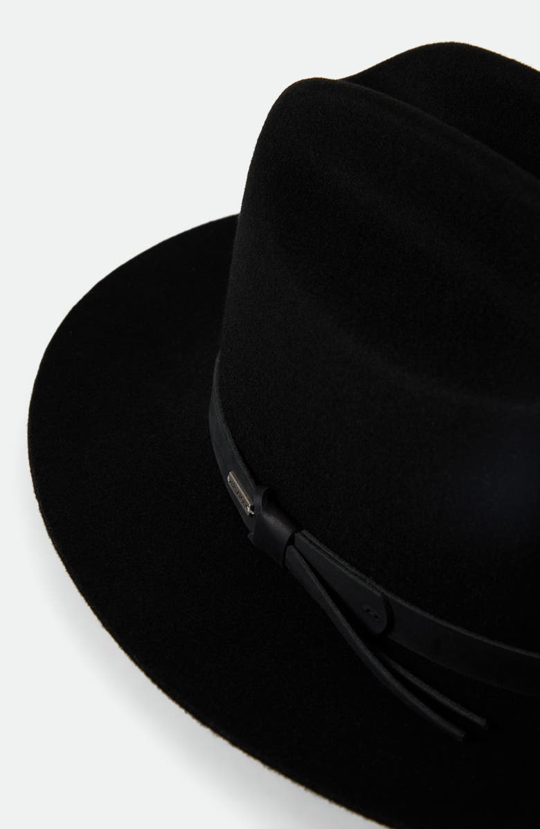Brixton Hitch Ranch Wool Felt Fedora, Alternate, color, Black/ Black