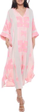 RANEES Three-Quarter Sleeve Cotton Maxi Dress