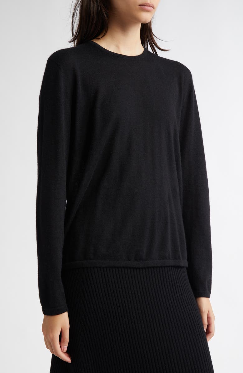 Johnstons of Elgin Cashmere Crewneck Sweater, Alternate, color, Black