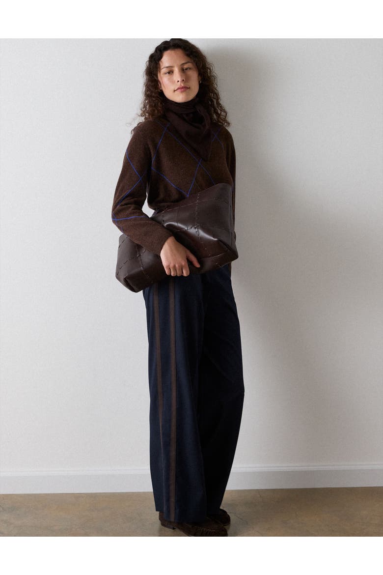 Side Print Straight Trouser, Alternate, color, Navy