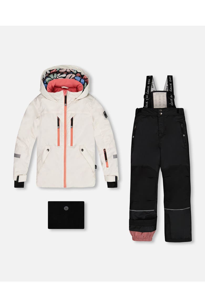 Big Girl's Two Piece Technical Snowsuit Off White With Black, Main, color, Whisper White