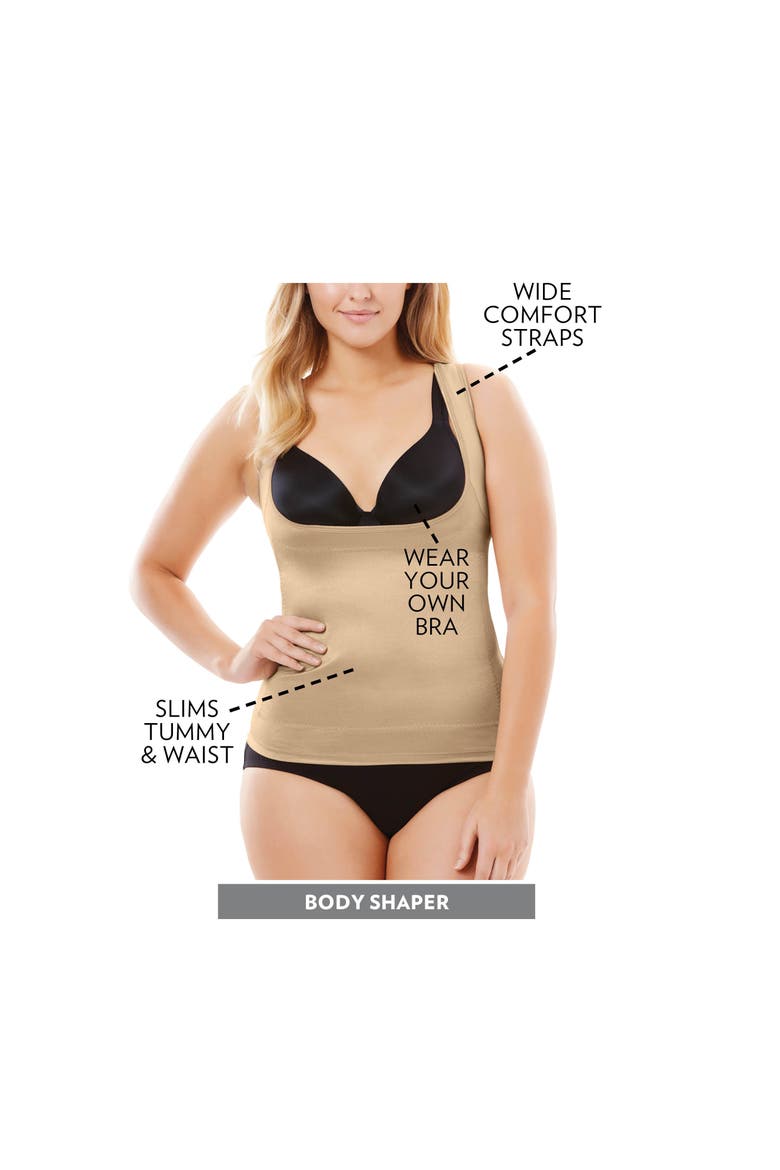 Power Shaper Firm Control Wear Your Own Bra Shaper Tank, Alternate, color, BLACK