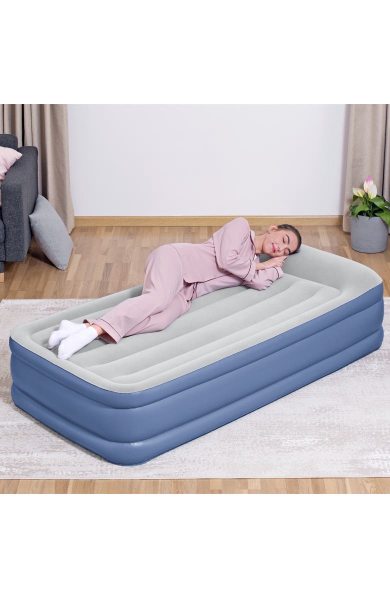 Bestway Tritech 18" Twin Air Mattress with Built-in AC Pump & Antimicrobial Coating, Alternate, color, Multicolored