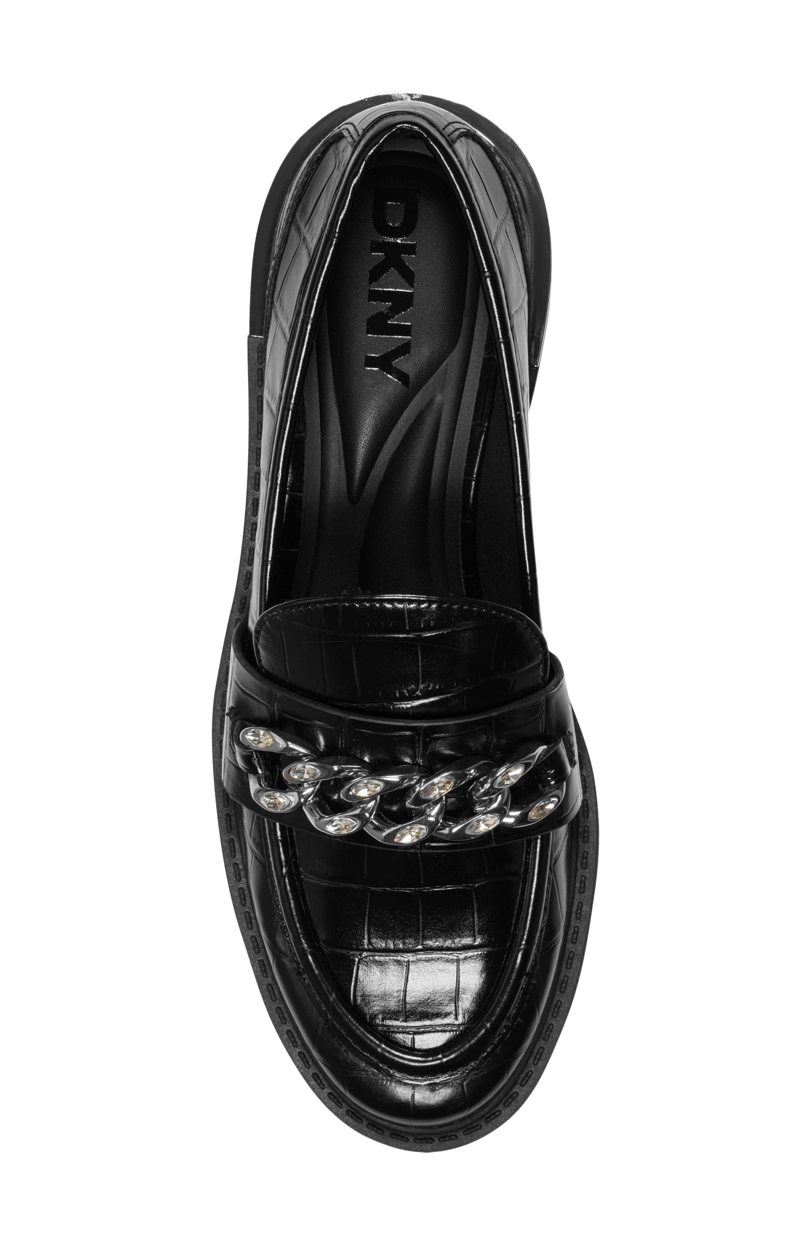 DKNY Ryleigh Chain Embossed Loafer, Alternate, color, Black
