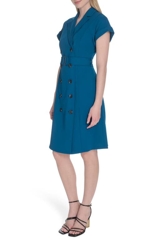 Calvin Klein Double Breasted Sheath Dress In Blue