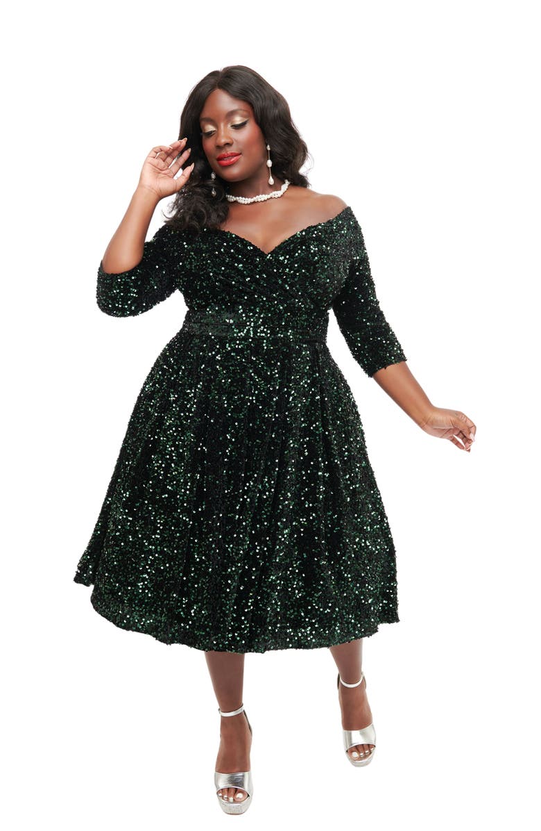 Unique Vintage Plus Size 1950s Marceline Swing Dress, Main, color,