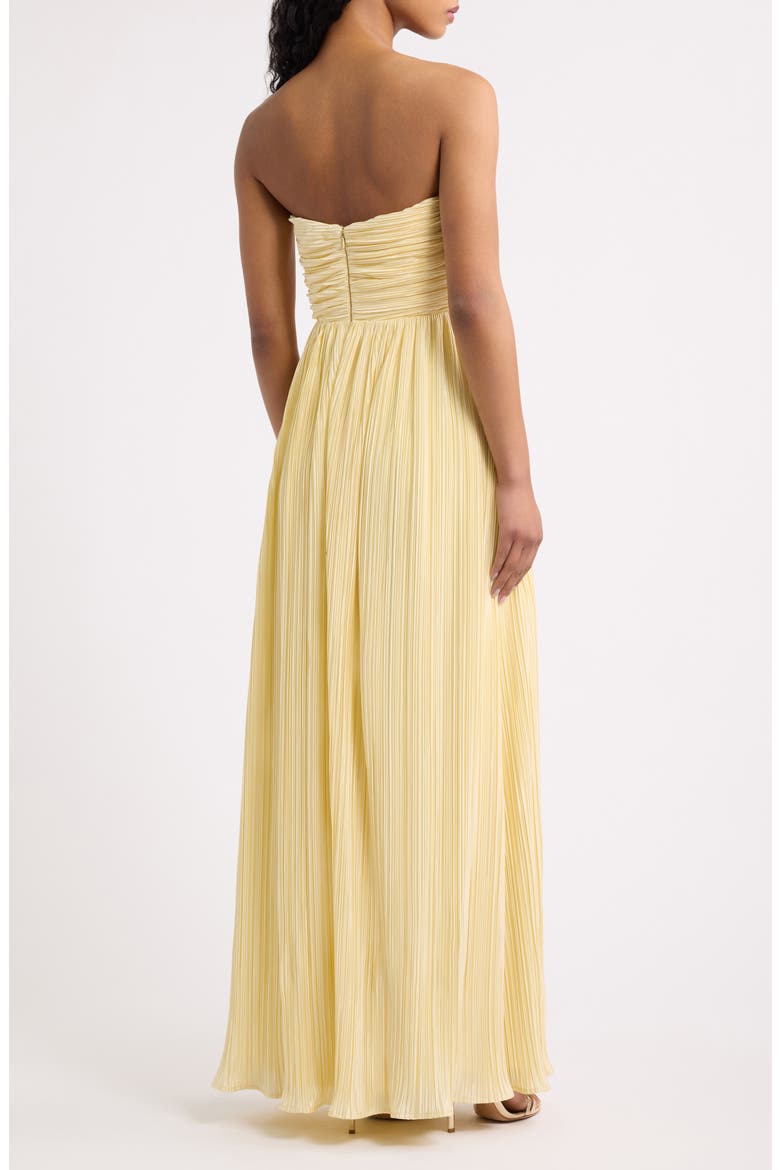 Majestic Strapless Cutout Plissé Gown, Alternate, color, BUTTER YELLOW