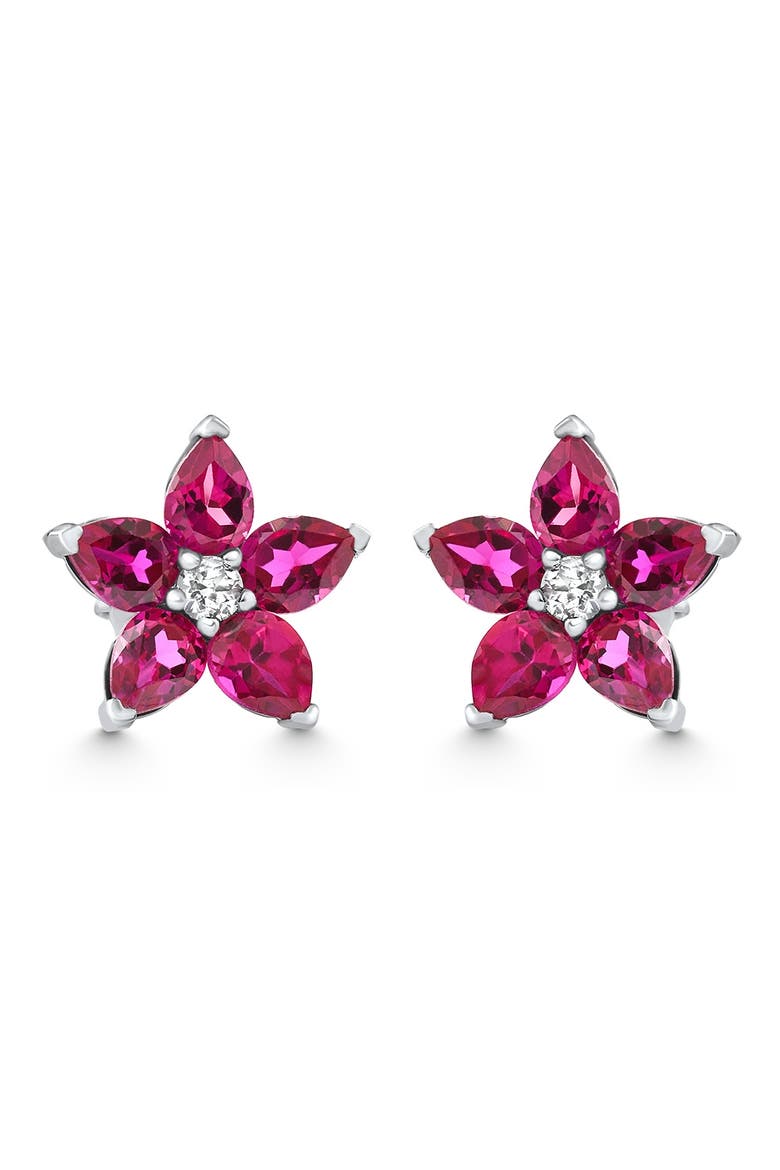 2.19Ct Ruby & Diamond Alexa Earrings 14k Gold Lab Grown, Main, color, 14k White Gold