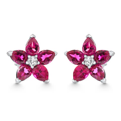 2.19Ct Ruby & Diamond Alexa Earrings 14k Gold Lab Grown