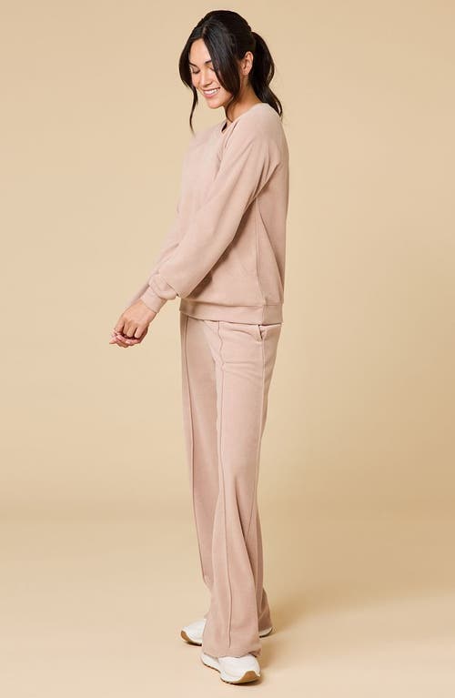 Softies Vintage Velvet Crewneck With Pintuck Pant In Pink