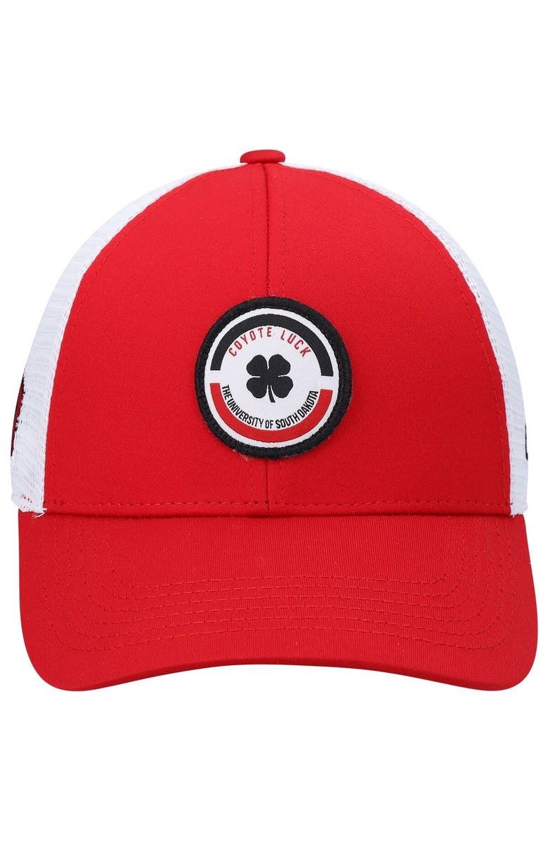 Black Clover Men's Red/White South Dakota Coyotes Motto Trucker Snapback Hat, Alternate, color, Red