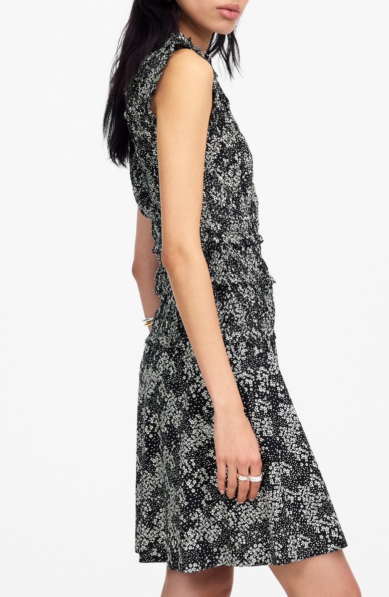 Madewell Floral Smocked Crewneck Minidress, Alternate, color, Harper Floral Black White