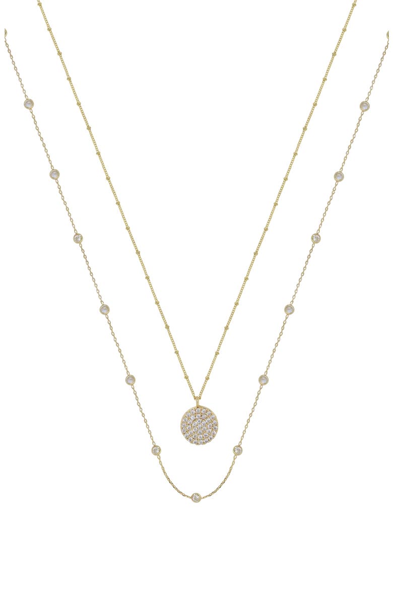 Set of 2 Cubic Zirconia Necklaces, Main, color, GOLD