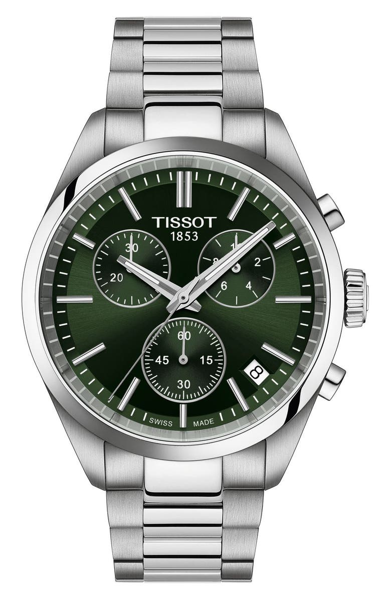 Tissot PR100 Chronograph Bracelet Watch, 40mm, Main, color, Green