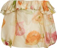 Carolina Herrera Poppy Print Silk Organza Off the Shoulder Top