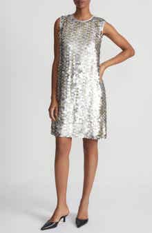 Lafayette 148 New York Hand Placed Paillette Shift Dress
