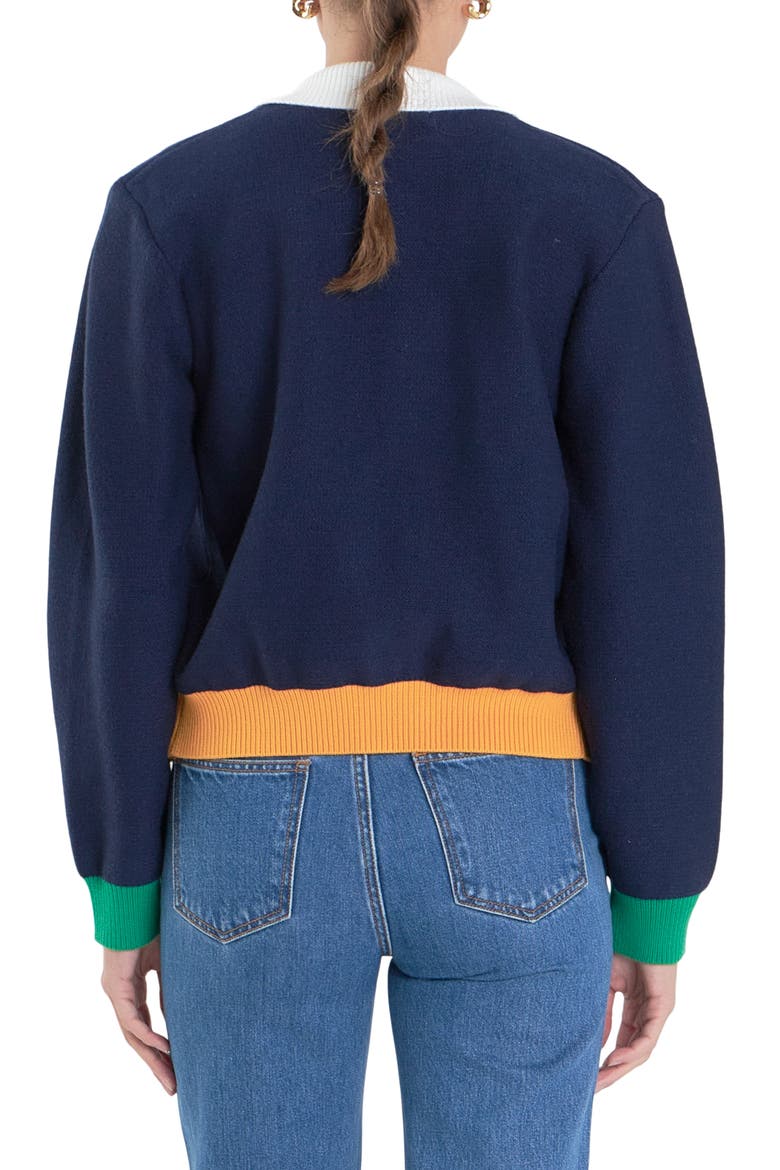 Colorblock Zip Cardigan, Alternate, color, NAVY MULTI