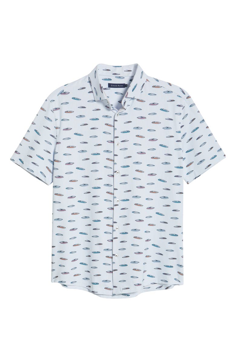 Stone Rose Speed Boat Performance Short Sleeve Button-Up Shirt, Alternate, color, 