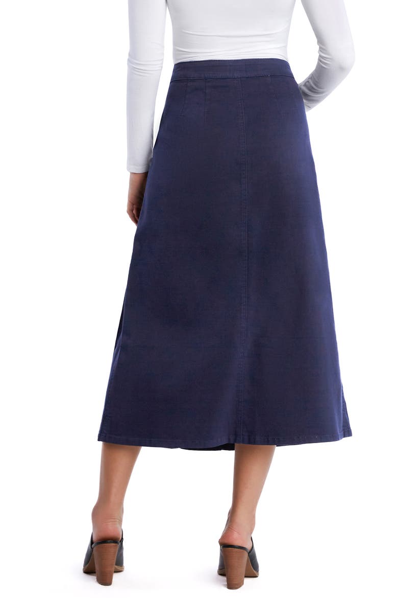 Delphine Side Pleat Denim Maxi Skirt, Alternate, color, DENIM BLACK