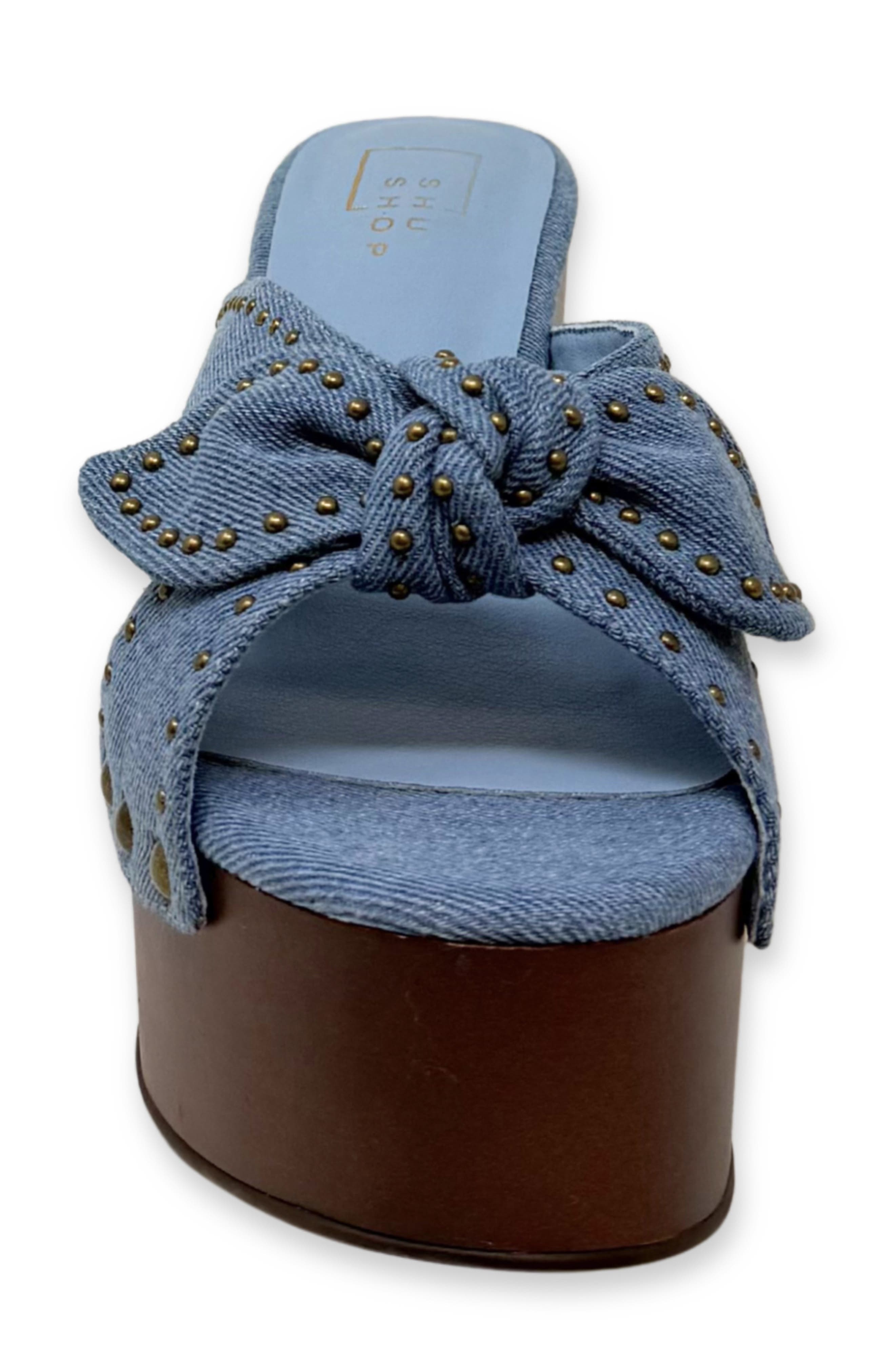 Eliza Platform Slide Sandal, Alternate, color, DENIM