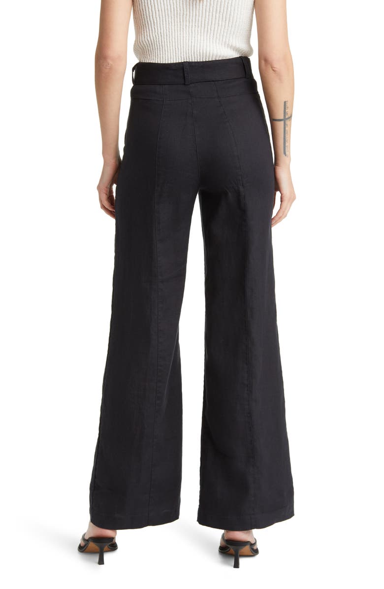 & Other Stories Belted Flared Linen Trousers, Alternate, color,