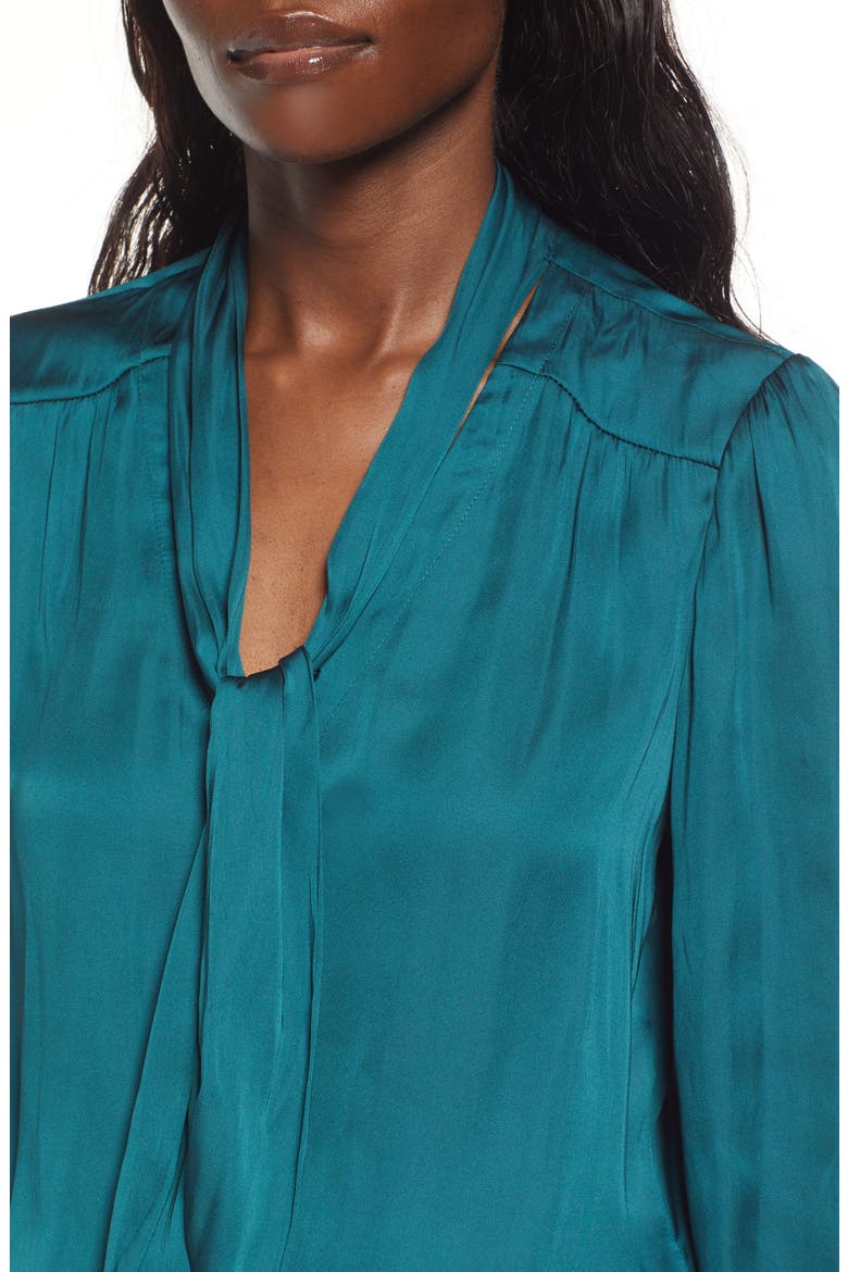 Cleobelle Tie Neck Blouse, Alternate, color, EMERALD TEAL