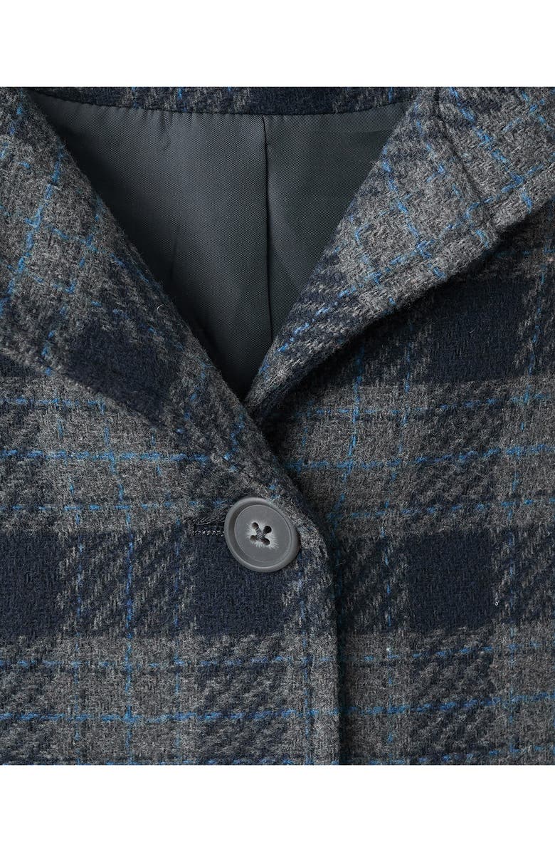 MANGO TEEN Plaid Hooded Coat, Alternate, color, Navy