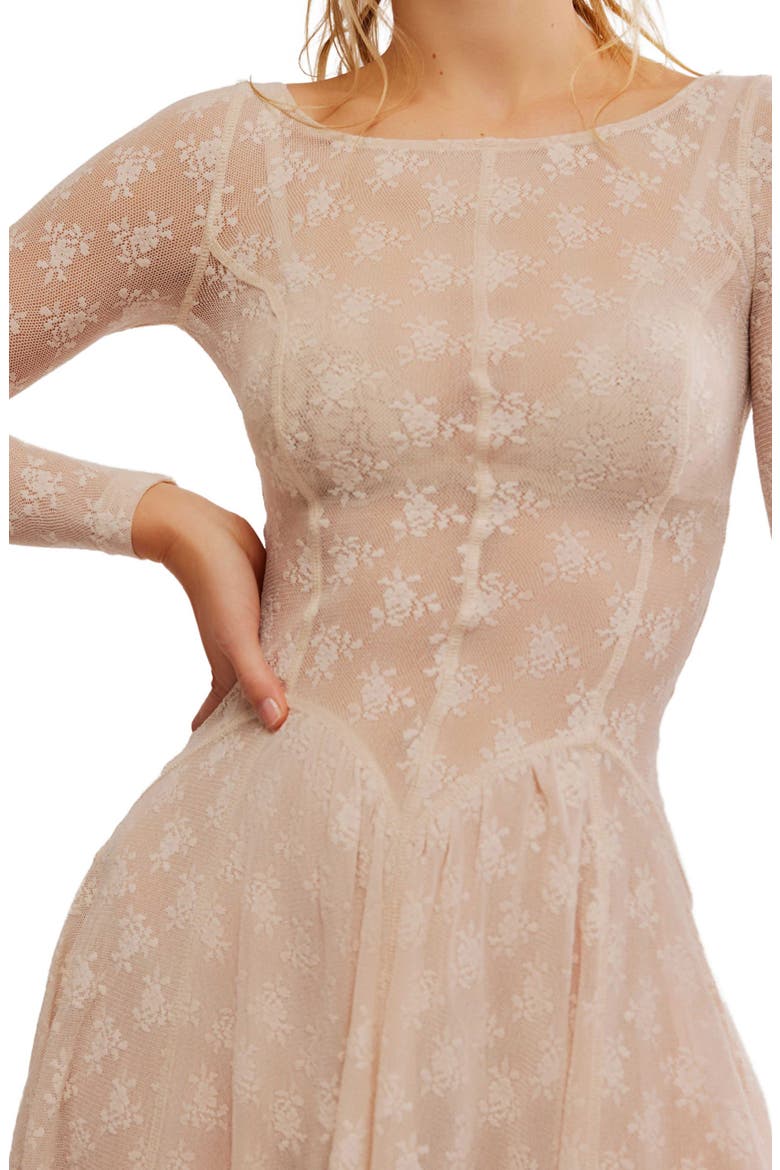 Dial for Drama Floral Mesh Lace Long Sleeve Nightgown, Alternate, color, CRYSTAL GREY