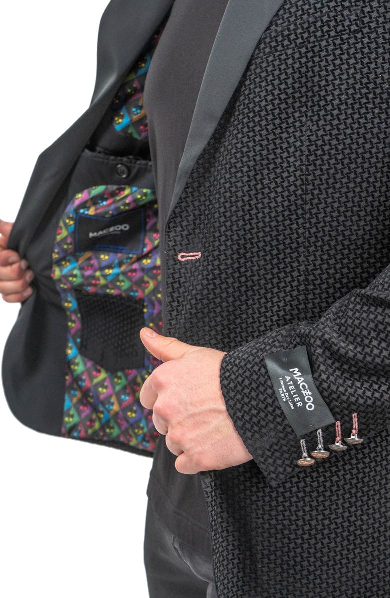 Maceoo Interrupted Black One-Button Sport Coat, Alternate, color, Black