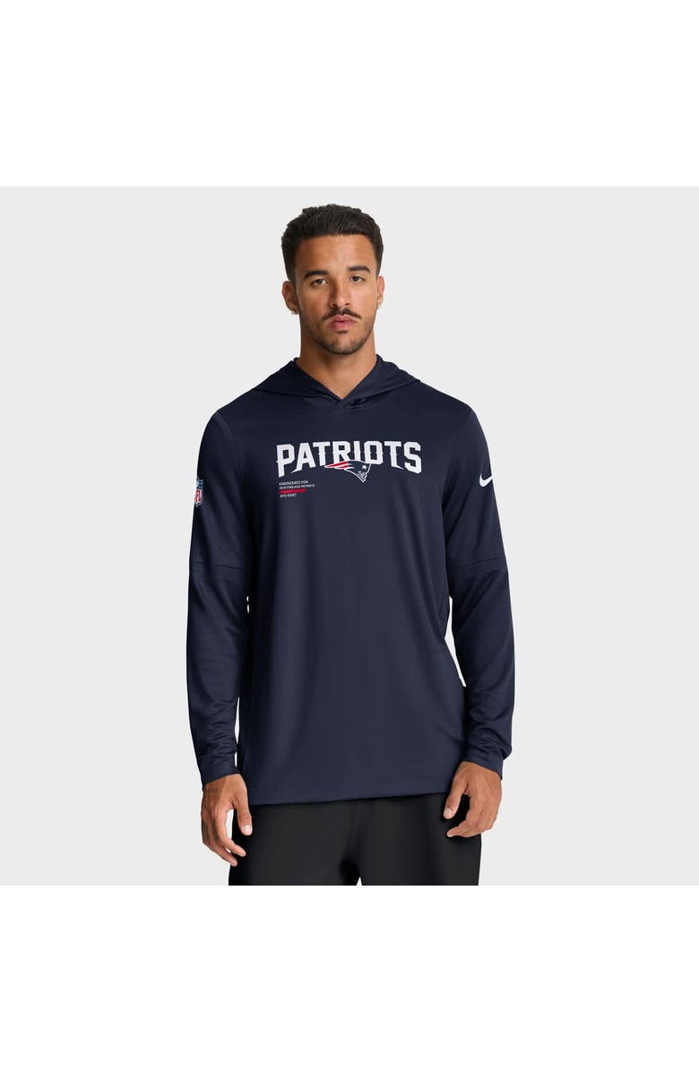 Nike Men's Nike Navy New England Patriots Sideline Pure Fury Performance Long Sleeve Hoodie T-Shirt, Main, color, Navy