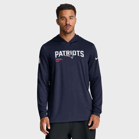 Men's Nike Navy New England Patriots Sideline Pure Fury Performance Long Sleeve Hoodie T-Shirt