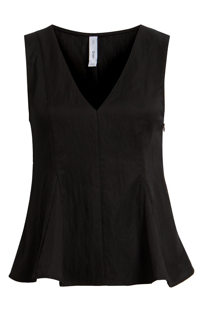 MANGO Sleeveless Peplum Top, Alternate, color, Black