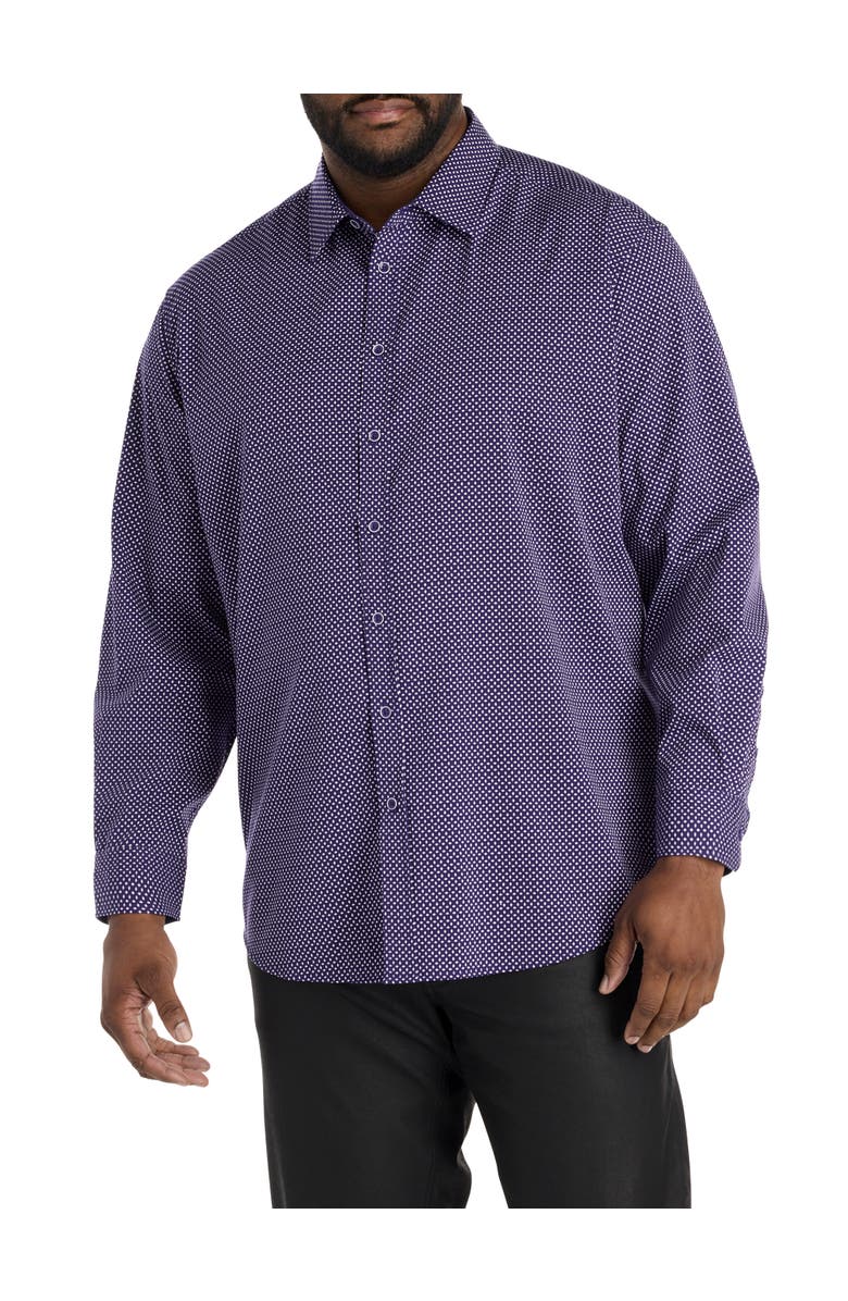 Synrgy by DXL Big & Tall Diamond Print Sport Shirt, Alternate, color, Purple