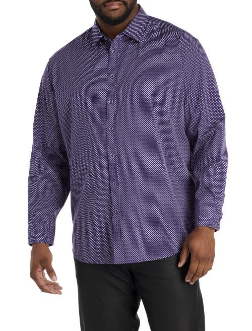 Synrgy By Dxl Big & Tall Diamond Print Sport Shirt In Purple