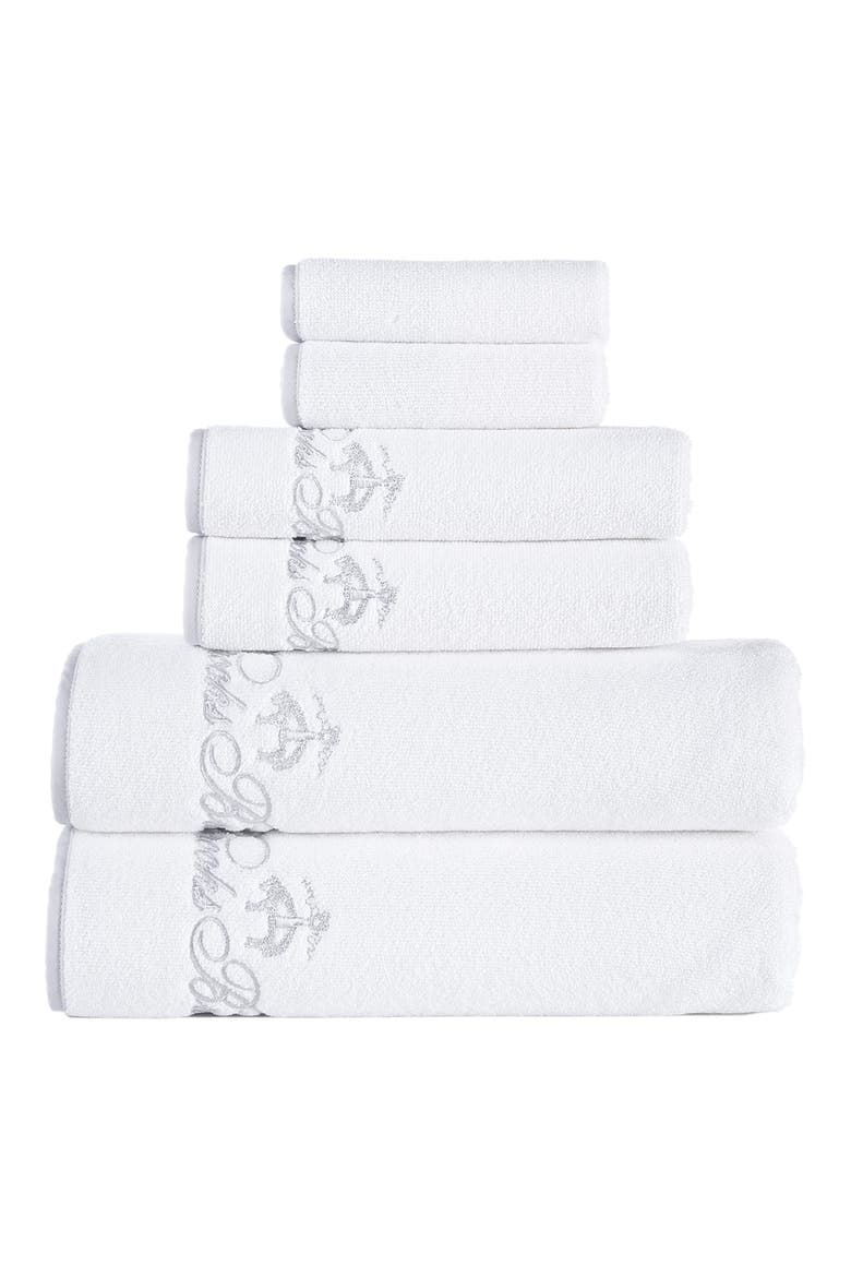 Three-Piece Contrast Frame Cotton Towel Set, Main, color, WHITE