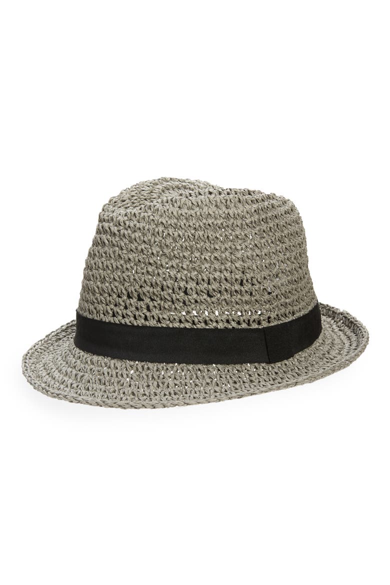 Straw Fedora, Main, color, GREY COMBO