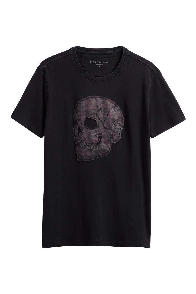 Skull Appliqué Organic Cotton T-Shirt, Alternate, color, BLACK