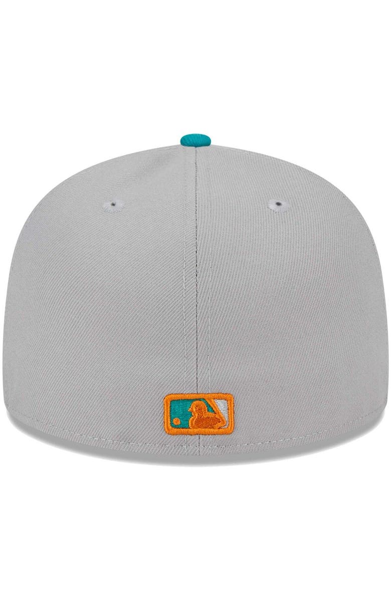 New Era Men's New Era Gray/Teal Los Angeles Dodgers 59FIFTY Fitted Hat, Alternate, color, Gray