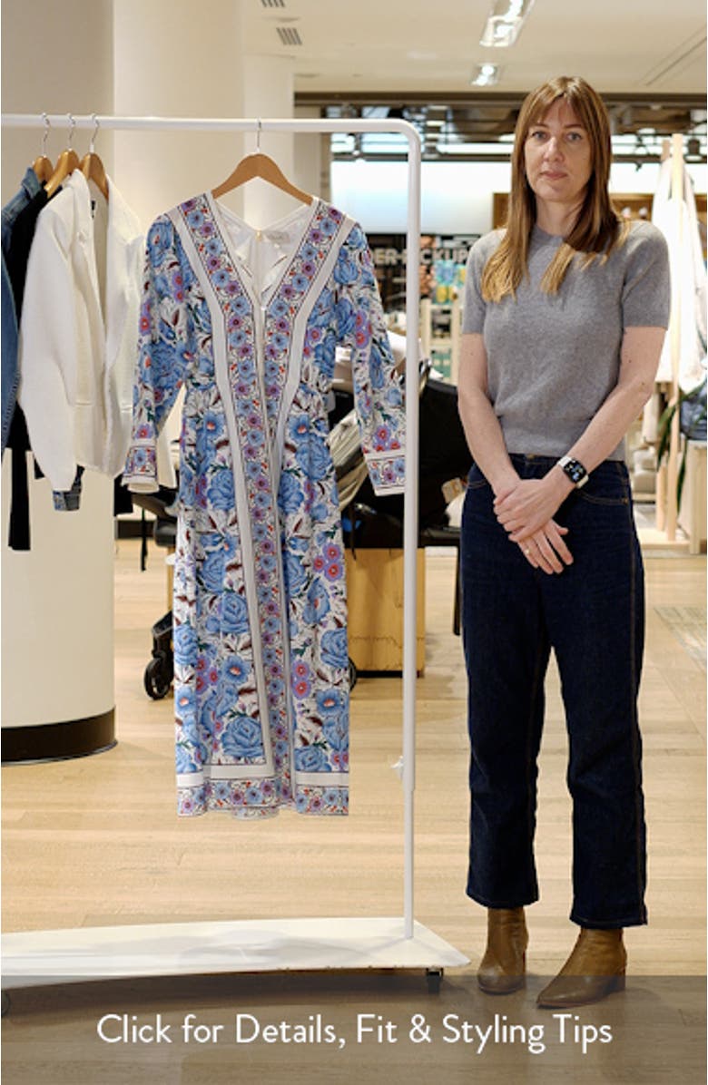 Blanche Print Long Sleeve Organic Cotton Midi Dress, sales video thumbnail