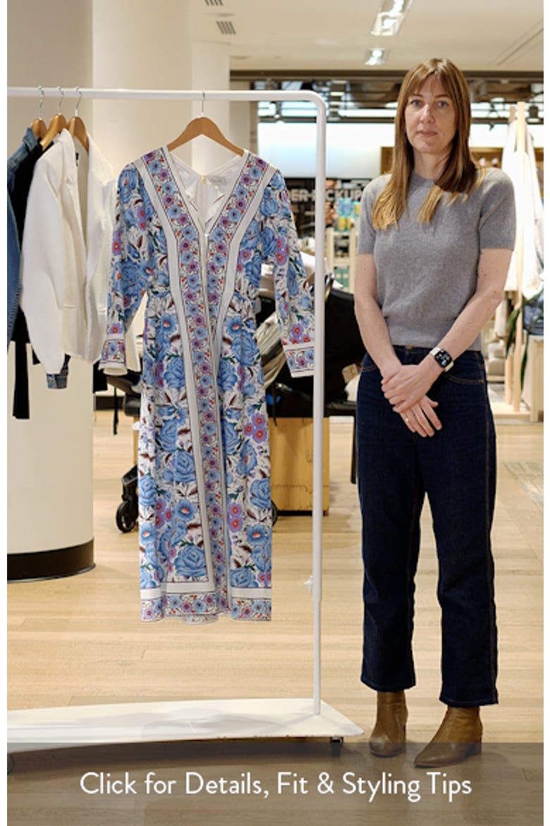 Blanche Print Long Sleeve Organic Cotton Midi Dress video