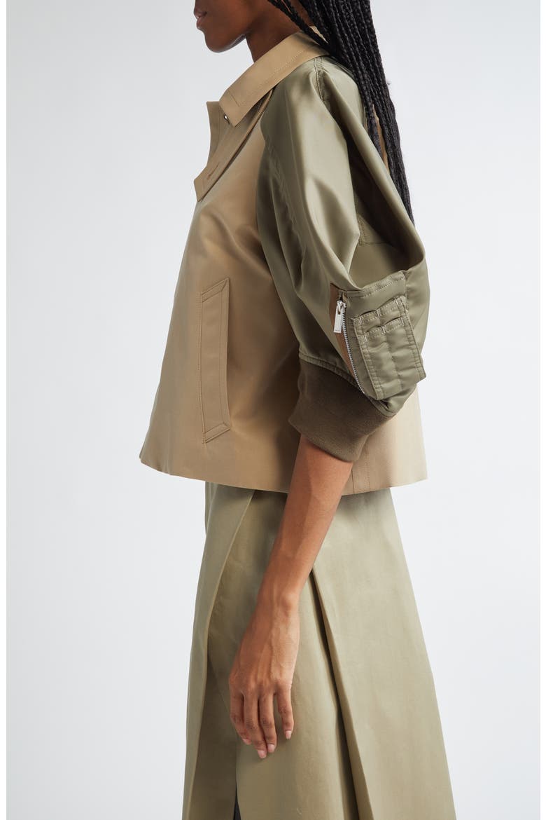 Gabardine & Twill Raglan Sleeve Jacket, Alternate, color, BEIGE X TAUPE