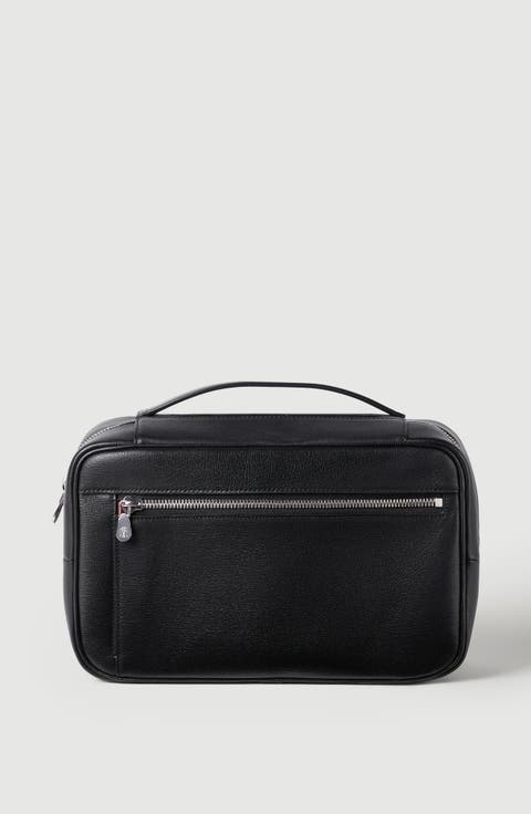 Grained leather travel beauty case