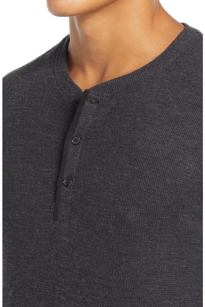 Thermal Knit Cotton Blend Henley, Alternate, color, BLACK