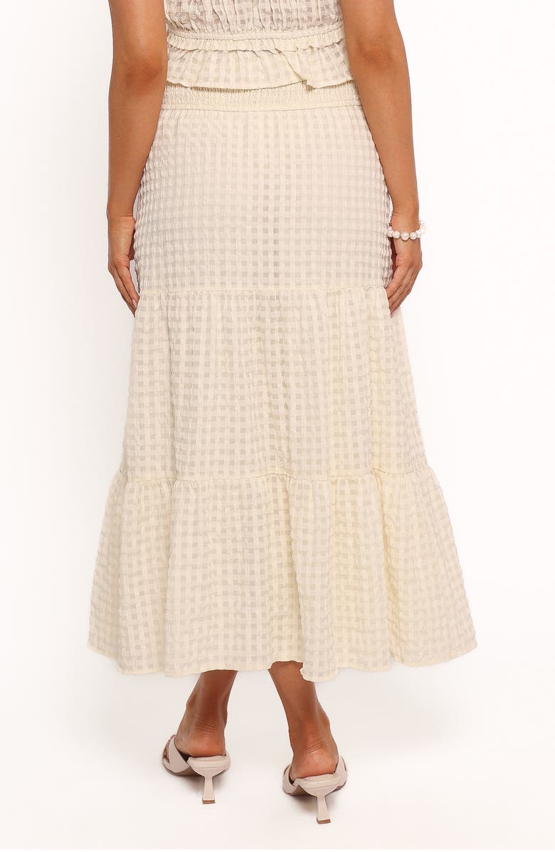 Petal & Pup Farica Seersucker Gingham Midi Skirt, Alternate, color, Cream