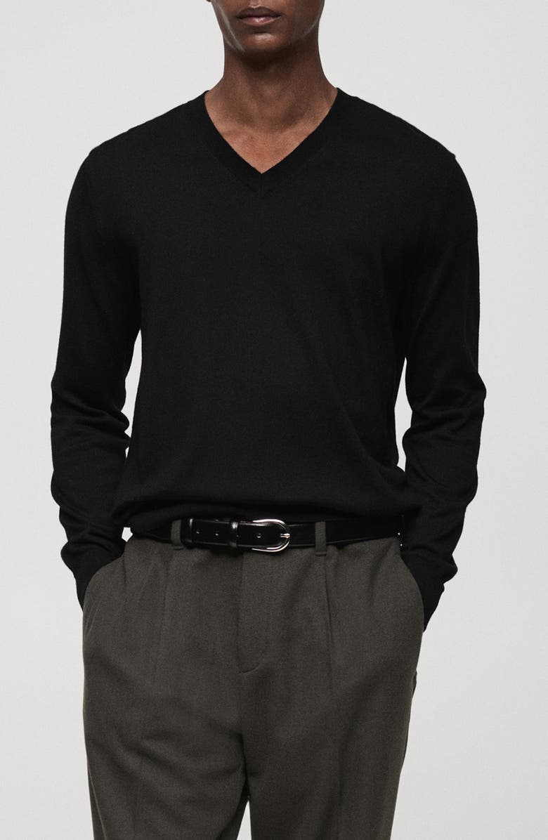 MANGO V-Neck Wool Sweater, Main, color, 