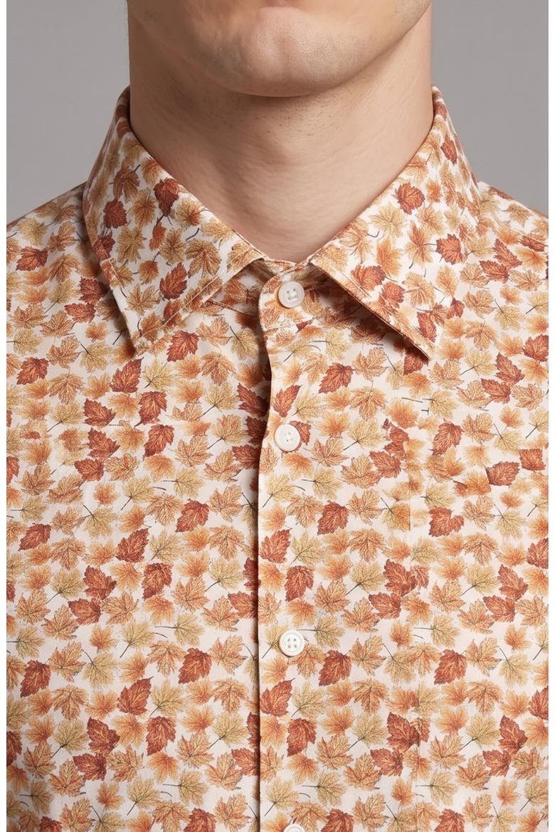 Leaves Print Dress Shirt, Alternate, color, ORANGE