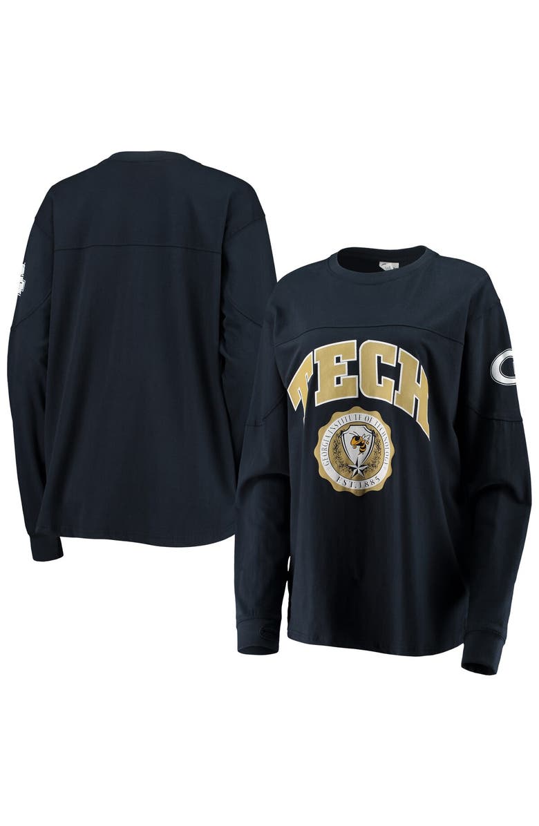 PRESSBOX Women's Pressbox Navy Georgia Tech Yellow Jackets Edith Long Sleeve T-Shirt, Alternate, color, 