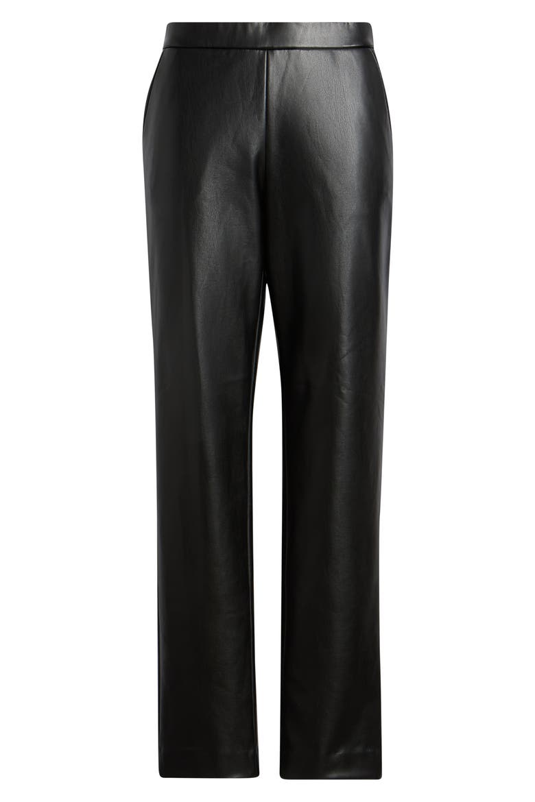 Pull On Faux Leather Straight Leg Pants, Alternate, color, ANNE BLACK