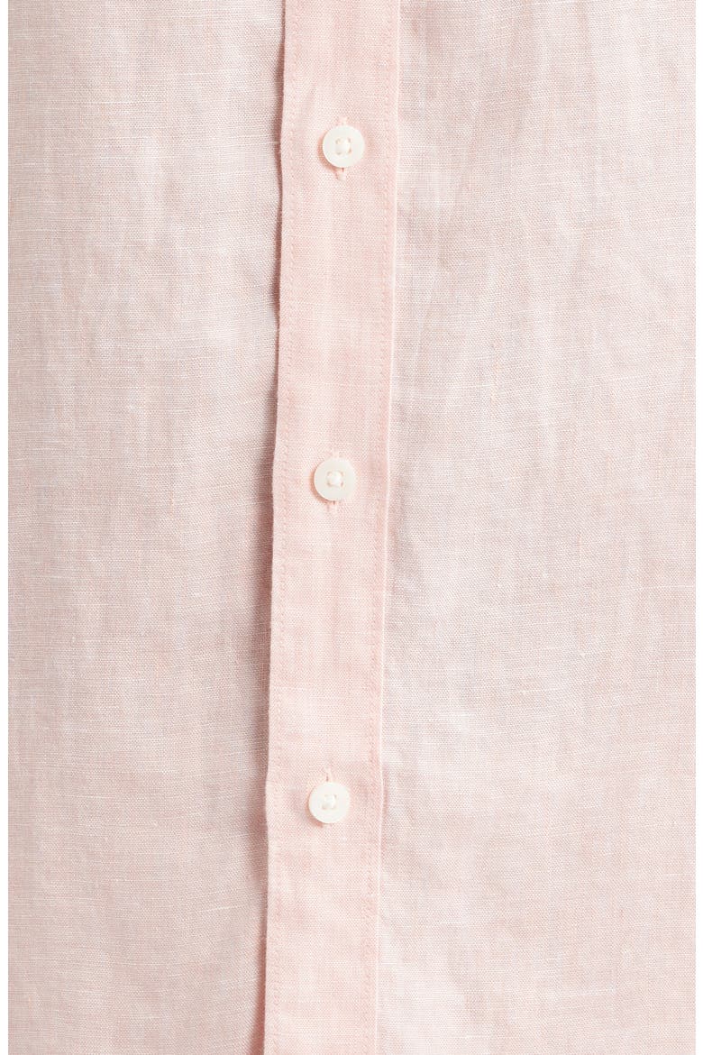 Solid Short Sleeve Linen Button-Up Shirt, Alternate, color, PINK TAN - WHITE EOE